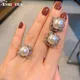 KNRIcalls EN-Bagues en perles d'eau douce blanches pour femmes boucles d'oreilles en diamant de