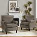 Levi Transitional Leather Armchair with Nailhead Trim Rolled Arms Set of 2 by HULALA HOME