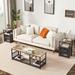 Modern End Table with 3-tier Storage Shelves, Nightstands with Charging Station(Nightstand Set of 2)