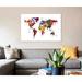 East Urban Home 'Watercolor Map Of The World Map, Dark Colors' By Michael Tompsett Graphic Art Print on Canvas, in Black/Gray/White | Wayfair