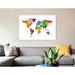 East Urban Home 'Watercolor Map Of The World Map, Bright Colors' By Michael Tompsett Graphic Art Print on Canvas, in Blue/Green/White | Wayfair