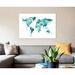 East Urban Home 'Watercolor Map Of The World Map, Teal' By Michael Tompsett Graphic Art Print on Canvas Metal in Blue/Green/White | Wayfair