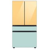 Samsung Bespoke 29 cu. ft. Smart 4-Door Refrigerator w/ Beverage Center & Custom Panels Included in Blue/Yellow | Wayfair