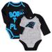 Newborn & Infant Black/Heathered Gray Carolina Panthers Born To Win Two-Pack Long Sleeve Bodysuit Set