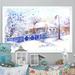 Gracie Oaks Winter Cottage - Traditional Canvas Art Print Canvas, Cotton in Blue/White | 8 H x 12 W x 1 D in | Wayfair