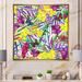 Bay Isle Home™ Tropical Leaves Flowers & Butterfly - on Canvas in Green/Indigo/Yellow | 30 H x 30 W x 1 D in | Wayfair