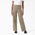 Dickies Women's Relaxed Fit Wide Leg Pants - Rinsed Desert Sand Size 34 (FP517)