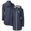 Women's Cutter & Buck Heathered Navy Tampa Bay Rays Rainier Primaloft Eco Full-Zip Hoodie Long Coat