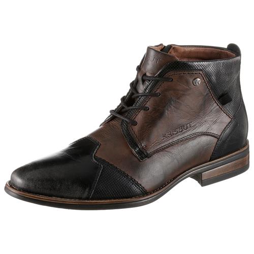 Schnürstiefelette KRISBUT Gr. 42, braun (braun, schwarz) Herren Schuhe mit Innenreißverschluss