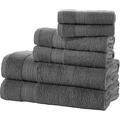 Textile Do 6 Piece Cotton Towel Bale Set -600 GSM- 100% Egyptian Cotton Face Hand Bath Towels Pack Quick Dry & Absorbent Towel for Gym, Spa, (Charcoal, Cotton)