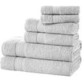 Textile Do 6 Piece Cotton Towel Bale Set -600 GSM- 100% Egyptian Cotton Face Hand Bath Towels Pack Quick Dry & Absorbent Towel for Gym, Spa, (Silver, Cotton)