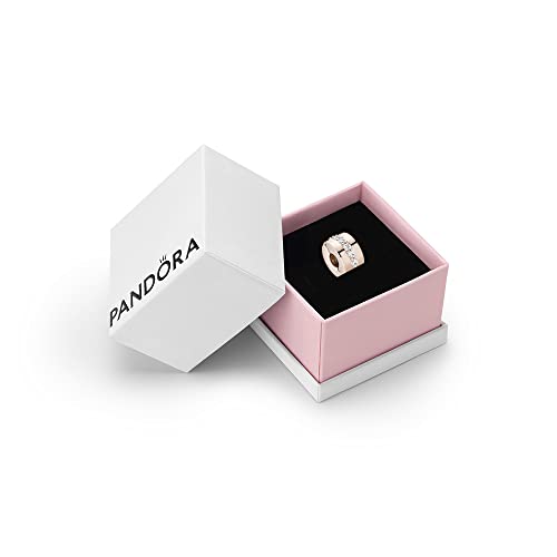 Pandora Timeless Women's 14k Rose Gold-Plated Sparkling Row Spacer Cubic Zirconia Clip Charm for Bracelet, With Gift Box