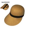 MAERSHEI – chapeau de soleil en paille ajustable pour femmes casquette de baseball à queue de