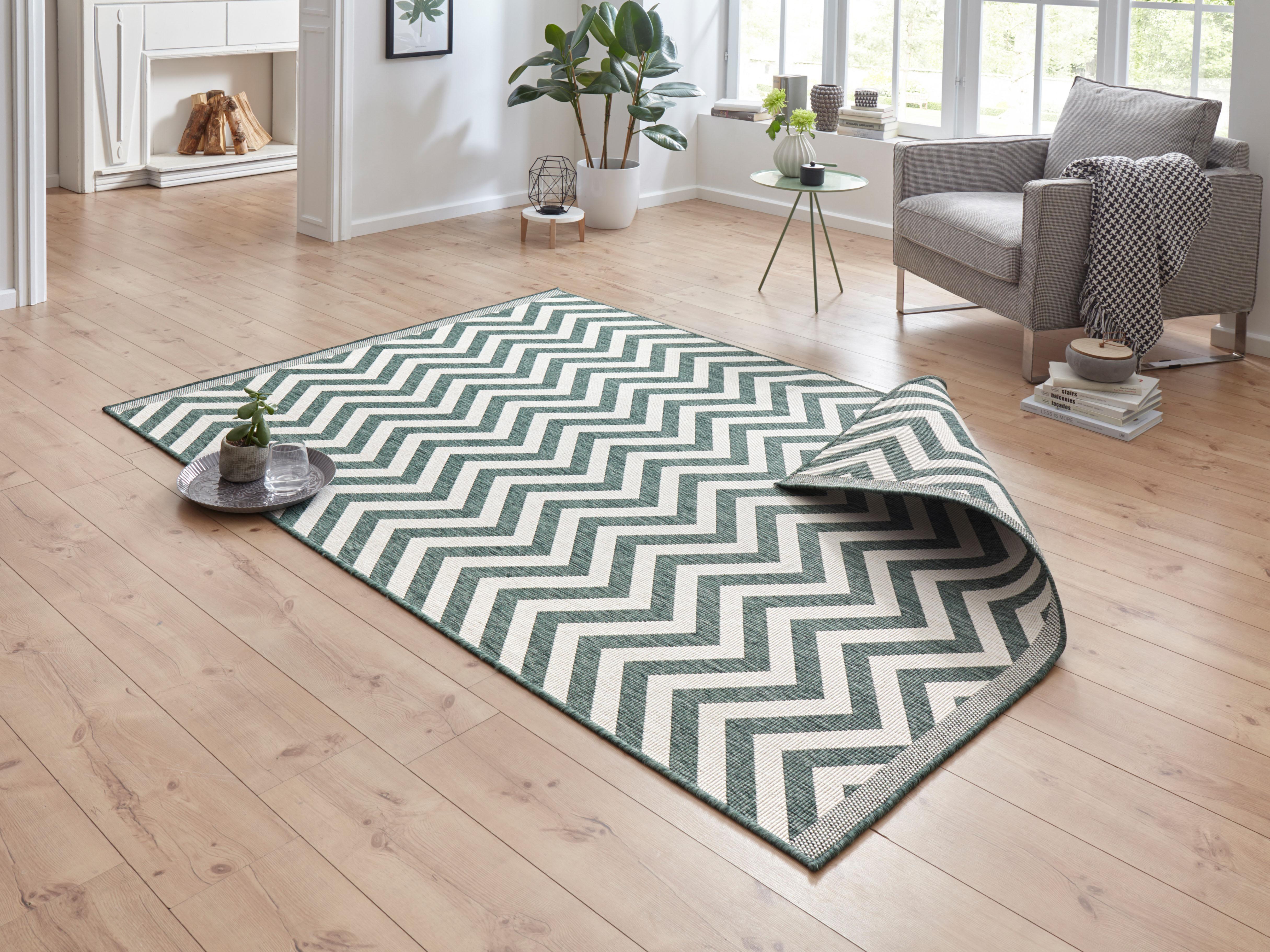 Teppich NORTHRUGS "Palma Wendeteppich" Gr. 4, grün, B:160cm H:5mm L:230cm, Kunstfaser, Teppiche, In-& Outdoor, Wetterfest, Balkon, Läufer, Wohnzimmer, Wasserfest Image