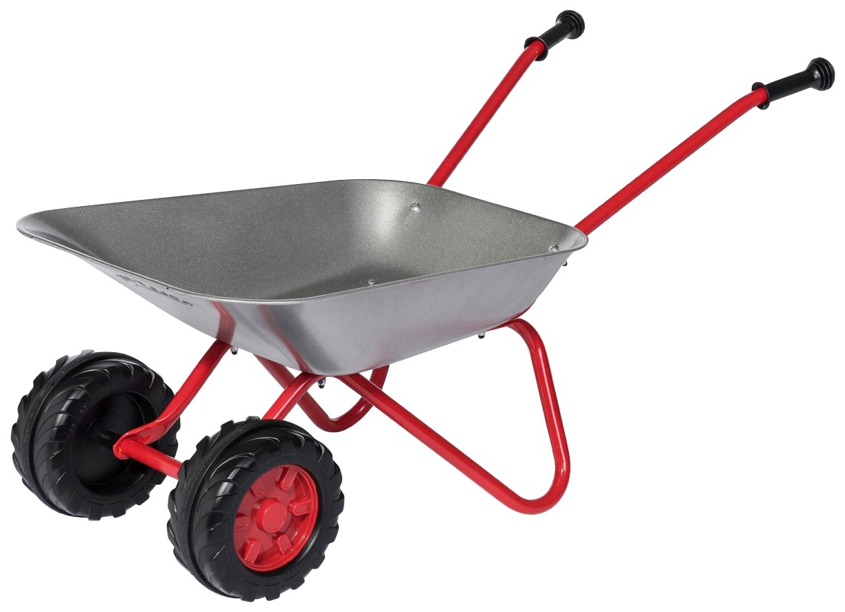 Schubkarre ROLLY TOYS "rollyMetallschubkarre, Double Tyre", bunt (silberfarben, rot, griffe aus kunststoff, bis 25 kg belastbar, doppelbereifung), Schubkarren, JungenB:38cm H:41cm T:80cm, Kunststoff, Metall, für Kinder; Made in Europe, B:38cm H:41cm...