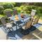 7-piece Metal Rectangle Patio Outdoor Dining Set with Slat Table and Textilene Swivel Chairs