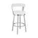 26" Chic White Faux Leather with Stainless Steel Finish Swivel Bar Stool - 36" x 17" x 19"