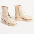 Anthropologie Shoes | Anthropologie Lace Up Leather Platform Boots | Color: Cream/Tan | Size: 8.5