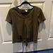 J. Crew Tops | Jcrew Tie Front Short Sleeve Top In Army Green | Color: Green | Size: S