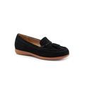 Wide Width Women's Dawson Casual Flat by Trotters in Black Suede (Size 8 1/2 W)