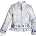 Disney Jackets & Coats | Disney Frozen Faux Leather Silver Metallic Jacket Rhinestone Embellishme | Color: Silver | Size: 10g