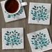 CounterArt Leaves In Teal 4 Pack Natural Marble Absorbent Stone Coasters w/ Protective Cork Backing Stoneware in Blue/Green | Wayfair 52-00029