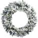 Christmas Time Mountain Pine Flocked Wreath Traditional Faux in Green/White | 24 H x 24 W x 5.5 D in | Wayfair FFMP024W-6SN