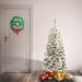 The Holiday Aisle® Slender White Pine Flocked/Frosted Christmas Tree w/ 100 Lights in Green/White | 22 W x 11.5 D in | Wayfair