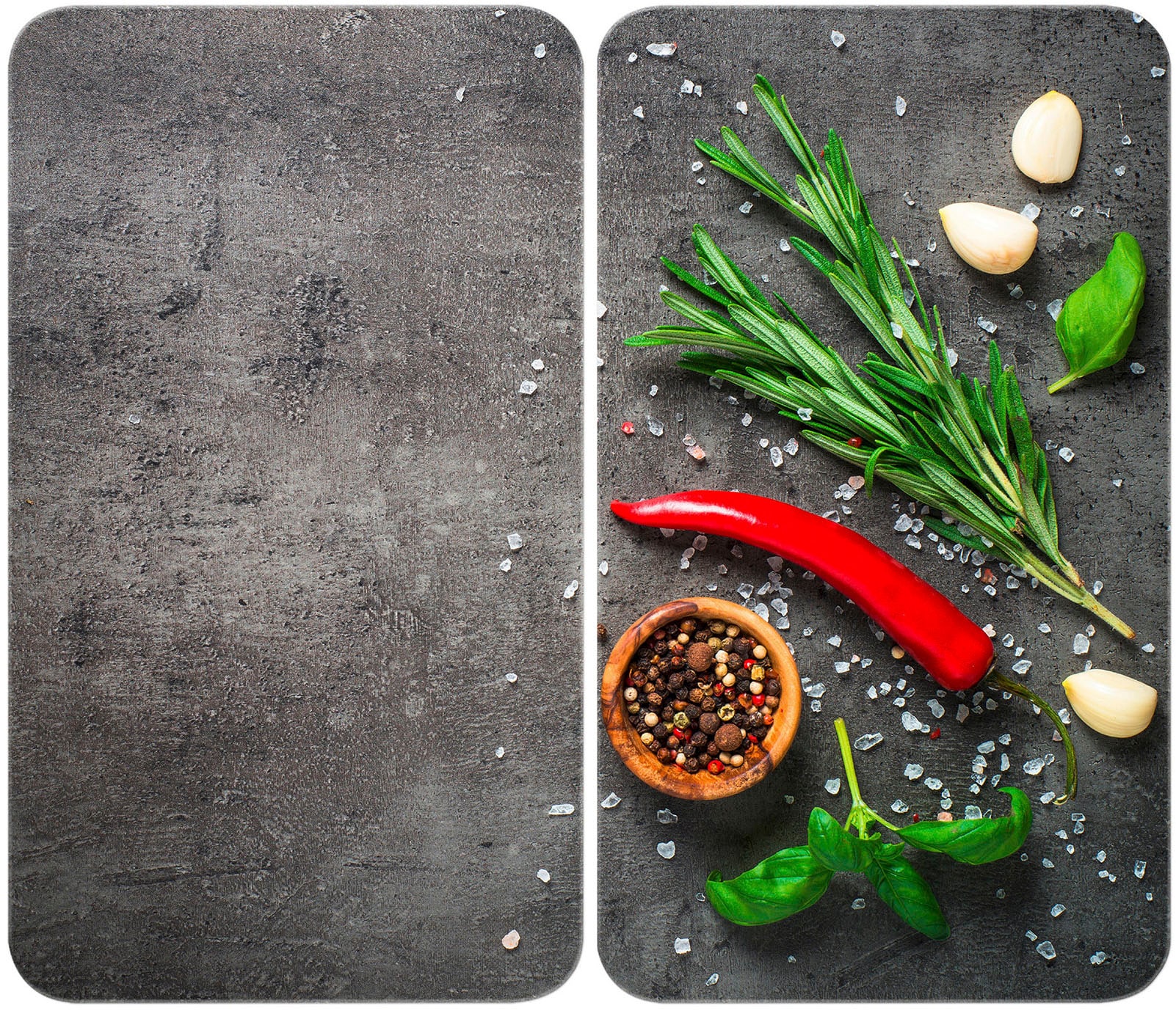 Herd-Abdeckplatte WENKO "Universal Modell Rosmarin", grau, B:30cm H:5,5cm L:52cm, Glas, Herdabdeckplatten, Herdabdeckung für alle Herdarten, kratzfest, mit rutschfesten Füßen Image