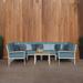 Oxford Garden Travira 7-piece Loveseat & Table Chat Set - Ice Blue Cushion, Vintage Tekwood