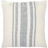 Sidrah Blue and Cream Linen Stripe Throw Pillow