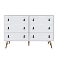 Manhattan Comfort 6 Drawer 53.7" W Double Dresser Wood in White | 35.8 H x 53.7 W x 17.9 D in | Wayfair 306GFX1