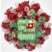 The Holiday Aisle® Christmas Wreath Have A Cup Of Holiday Cheer Burlap/Deco Mesh, Wood in Green/Red/White | 24 H x 24 W x 6 D in | Wayfair