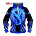 Sweat à capuche imprimé 3D Phoenix bleu pour hommes sweat-shirt drôle chemises décontractées