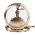 Montre de Poche Rétro en Bronze pour Enfant Garçon et Fille Petit Prince Mode Fob Quartz