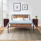 3-Pieces Bedroom Set Rustic Brown Platform Bed Frame and 3-Drawer Nightstands Set of 2