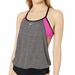 Nike Swim | 2/$25 Nike Layered Purple/Pink Drape Sport Tankini Swimsuit Swimwear Top | S | Color: Black/Pink | Size: S