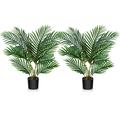 Fopamtri Artificial Plants Indoor Faux Areca Palm 60cm in Plastic Pot Large Fake Tropical Palm Plants with Artificial Foliage for Home House Office Decoration(2PACK)