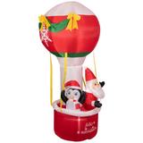 Northlight Seasonal 8' Lighted Inflatable Feliz Navidad Hot Air Balloon Outdoor Christmas Decoration, Nylon in Red | 96 H x 48 W x 48 D in | Wayfair