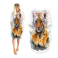 Phechion-Robe mi-longue imprimée tigre 3D pour femme vêtements de dessin animé animal robes de