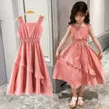 Robe de princesse en mousseline à volants pour filles jupe à bretelles formelles pour enfants 4