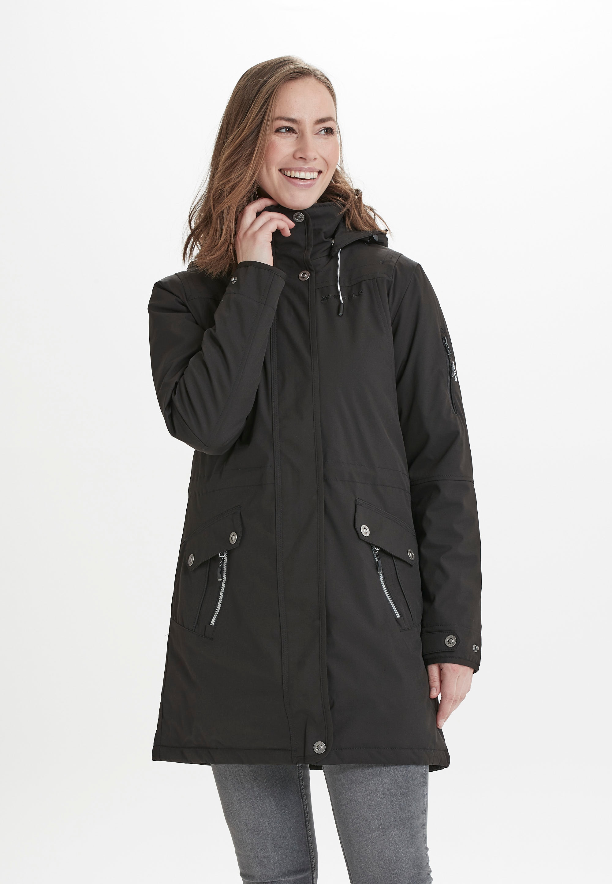 „Softshelljacke WHISTLER „“NAMOL““ Gr. 38, schwarz Damen Jacken Lange mit 10.000 mm Wassersäule“