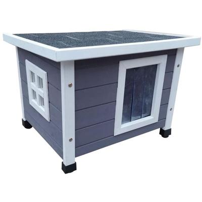 PET Outdoor Katzenhaus xl 68,5x54x51,5 cm Holz Grau und Weiß @ PET