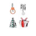 Wow Charms 925 Sterling Silver Charms Christmas Gifts Enamel Gift Box Christmas Tree Beads. Charms fit for Pandora Bracelets.