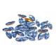 12 handgemachte Glassteine chatons 15x7mm navette marquise blau opal 1960er Jahre