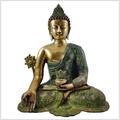 Medizinbuddha 44cm 9,6kg Messing grünantik Handarbeit aus Nepal