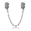 Wow Charms 925 Sterling Silver | Silver Safe Chains Charm Flower Safety Chain Beads | Charms fit for Pandora Bracelets.