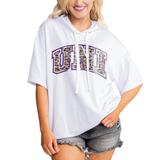 Women's Gameday Couture White Northern Iowa Panthers Flowy Lightweight Short Sleeve Hooded Top