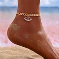 Anthropologie Jewelry | 3/$30 New! Rhinestone Evil Eye Charm Anklet Cute Summer Boho Hamsa Chain | Color: Gold/Red/Silver | Size: Os