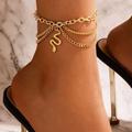 Anthropologie Jewelry | 3/$30 New! Snake Anklet Multilayer Chain Boho Cute | Color: Gold/Red/Silver | Size: Various